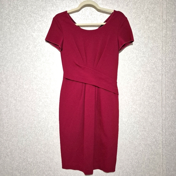 EMPORIO ARMANI  Red Ruched Wrap Midi Dress..SIZE:40 - Picture 2 of 16